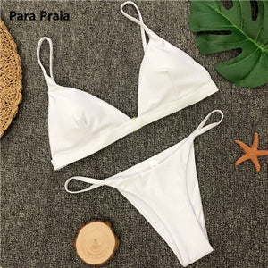 9 Colors Solid Bikini Set 2019 Sexy Push Up Swimwear Women Brazilian Swimsuit Low Waist Biquini Halter Two Pieces Bathing Suit