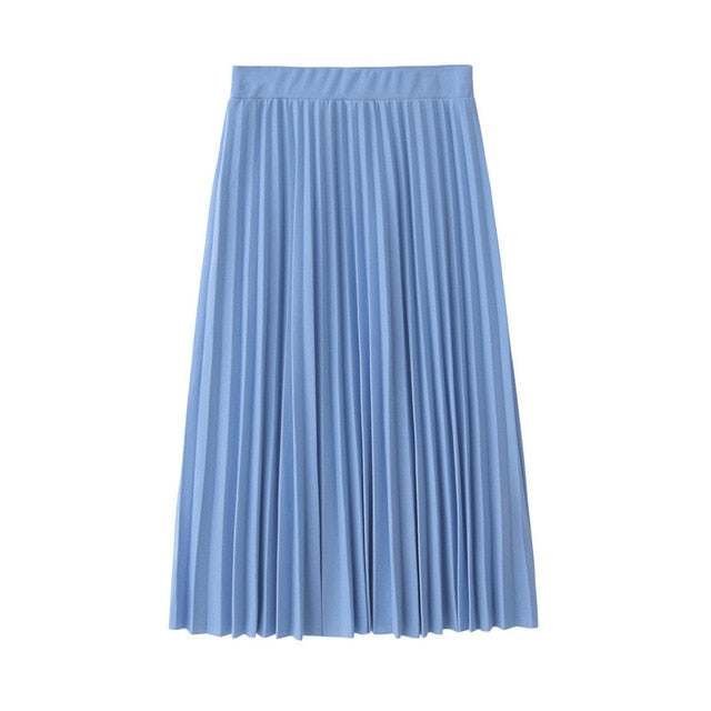 CRRIFLZ Spring Autumn Fashion Women's High Waist Pleated Solid Color Half Length Elastic Skirt Promotions Lady Black Pink