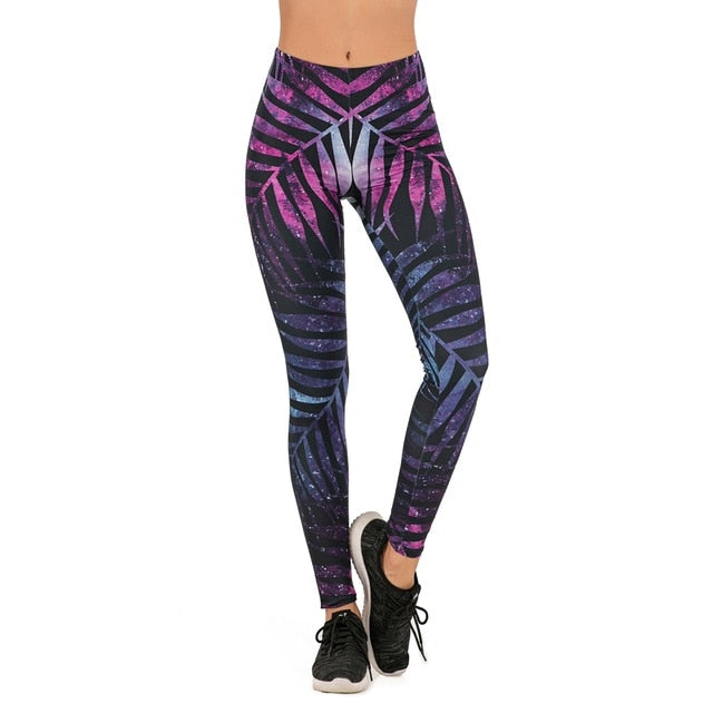 Brands Women Fashion Legging Fluorescent tree branch Printing leggins Slim High Waist Leggings Woman Pants