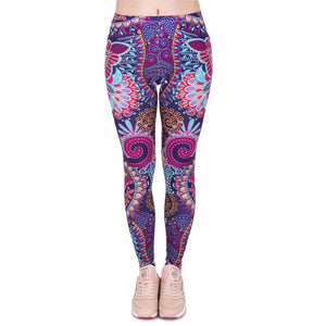 Brands Women Fashion Legging Aztec Round Ombre Printing leggins Slim High Waist  Leggings Woman Pants