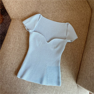 DEAT 2019 new spring sqaure collar sleeveless knitting pullover slim short high waist top female tank WK69001l