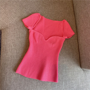 DEAT 2019 new spring sqaure collar sleeveless knitting pullover slim short high waist top female tank WK69001l