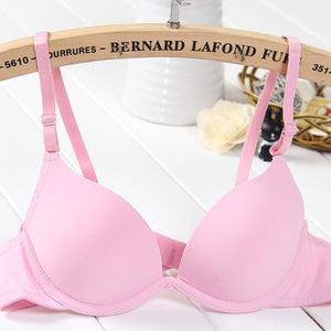 Many colors Thin sexy bra sexy plunge deep u girl bra gather chest push up bra beauty lovely bra cute style school brassiere