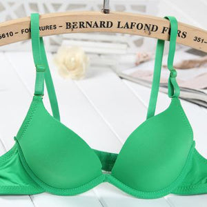 Many colors Thin sexy bra sexy plunge deep u girl bra gather chest push up bra beauty lovely bra cute style school brassiere