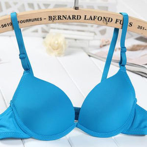 Many colors Thin sexy bra sexy plunge deep u girl bra gather chest push up bra beauty lovely bra cute style school brassiere