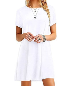 Casual Boho Beach Dresses  Womens O-Neck Party Summer Dress Short Sleeve Loose Mini Dress