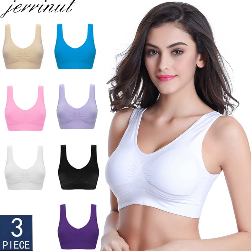 Jerrinut 3pcs Sexy Seamless Bra bras For Women No Pad Plus Pize Push Up Bralette Brassiere Bra Vest Wireless Active Bra