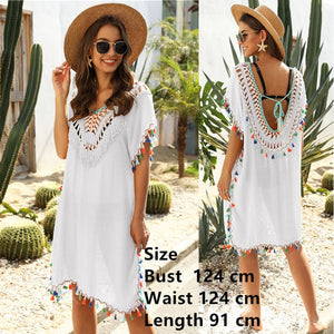 Women Beach Dress Cover-ups Swimsuit Cover Up Bikini Beachwear 2020 White Long Swim Suit for Woman Crochet Summer Tunic Dresses