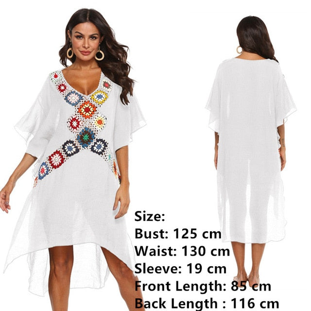 Women Beach Dress Cover-ups Swimsuit Cover Up Bikini Beachwear 2020 White Long Swim Suit for Woman Crochet Summer Tunic Dresses