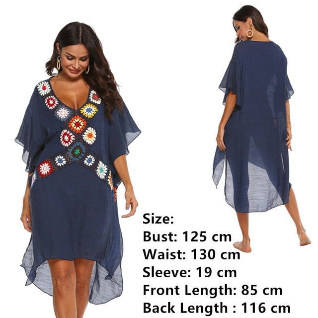 Women Beach Dress Cover-ups Swimsuit Cover Up Bikini Beachwear 2020 White Long Swim Suit for Woman Crochet Summer Tunic Dresses