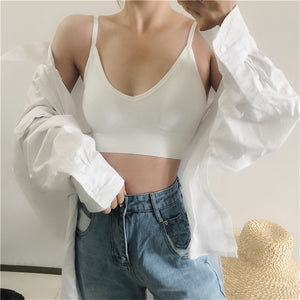 FINETOO Cotton Bralette Sexy Backless Bra Girls Padded Crop Top 6 Colors Unlined Underwear Wireless Bras Women Female Lingerie