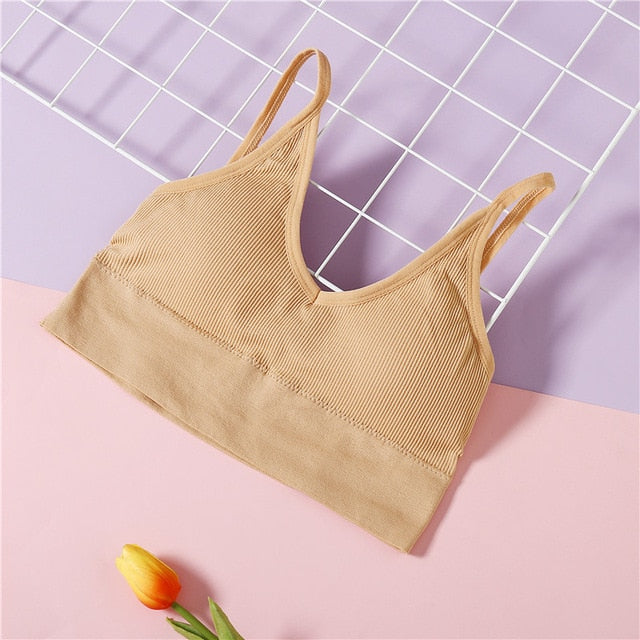 FINETOO Cotton Bralette Sexy Backless Bra Girls Padded Crop Top 6 Colors Unlined Underwear Wireless Bras Women Female Lingerie