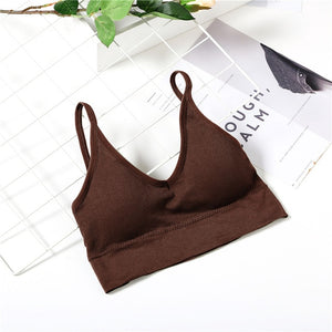 FINETOO Cotton Bralette Sexy Backless Bra Girls Padded Crop Top 6 Colors Unlined Underwear Wireless Bras Women Female Lingerie