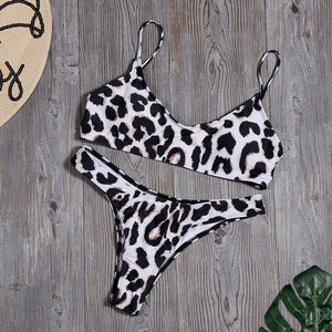 Women Sexy Leopard Bikinis Snake Print Bathing Suit Tube Top High Cut Swimsuit Brazilian Swimwear Female Summer Beachwear