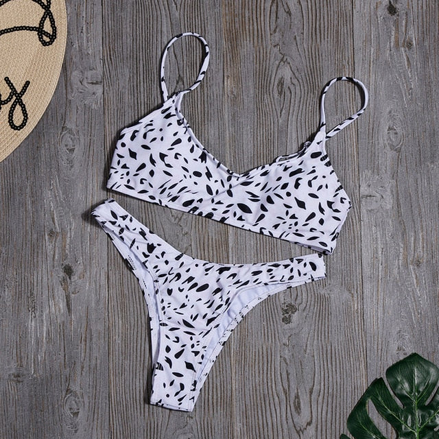 Women Sexy Leopard Bikinis Snake Print Bathing Suit Tube Top High Cut Swimsuit Brazilian Swimwear Female Summer Beachwear