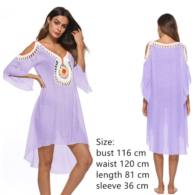 Plus Size Beach Cover Up Dress Swimwear Cover-ups Women Ups White Pareo sortie de plage femme Suit Swim Wear xxl Beachwear 2020