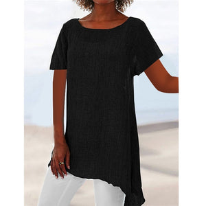 Cotton Soft Solid Blouse Summer Loose Plus Size Shirt O-Neck Long Sleeve Womens Tops and Blouses Anomalistic Casual Women Tunic