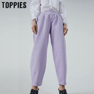 Toppies Denim Pants Women High Waist Harem Pants 2020 Loose Jeans Plus Size Trousers Women Casual Streetwear Pantalon Femme