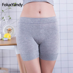 Breathable Bamboo Fiber Safety Shorts Pants Women Plus Size Elastic Shorts Solid Summer Lace Skinny Safety Shorts RUJLWY07